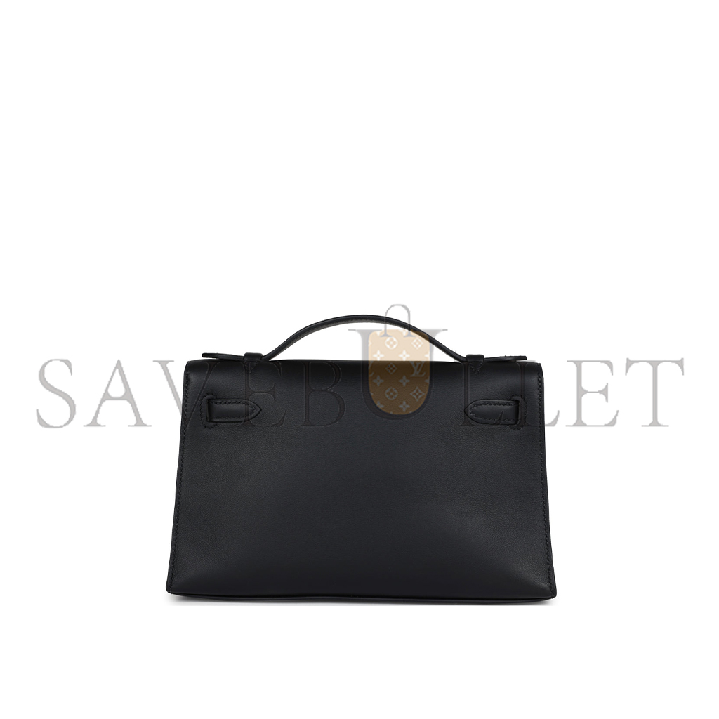 HERMES MASTER KELLY POCHETTE BLACK SWIFT GOLD HARDWARE (22*14*7cm) 